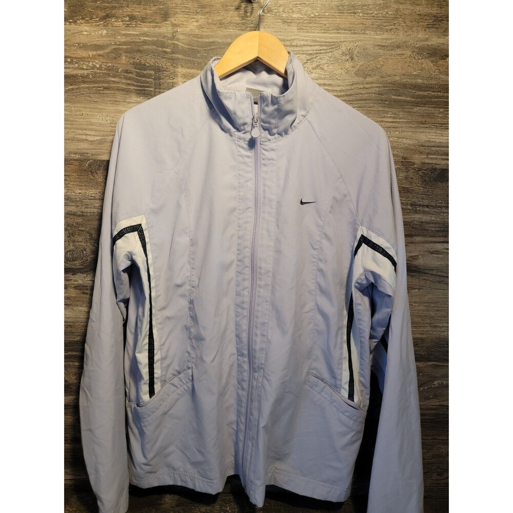Nike 1990's Women’s Size Xl (16-18) White & Purple Track Jacket Windbreaker